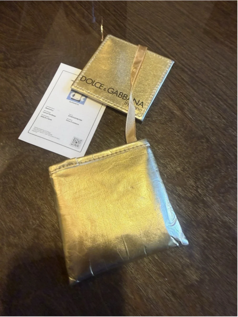 Dolce & Gabbana “The One” Gold Mirror Compact Pouch / Mini Case